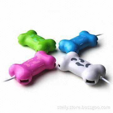 4-port USB1.1/2.0 Hub in Bone Shape, OEM Orders Welcomed, Plug-and-play, Various Colors Available